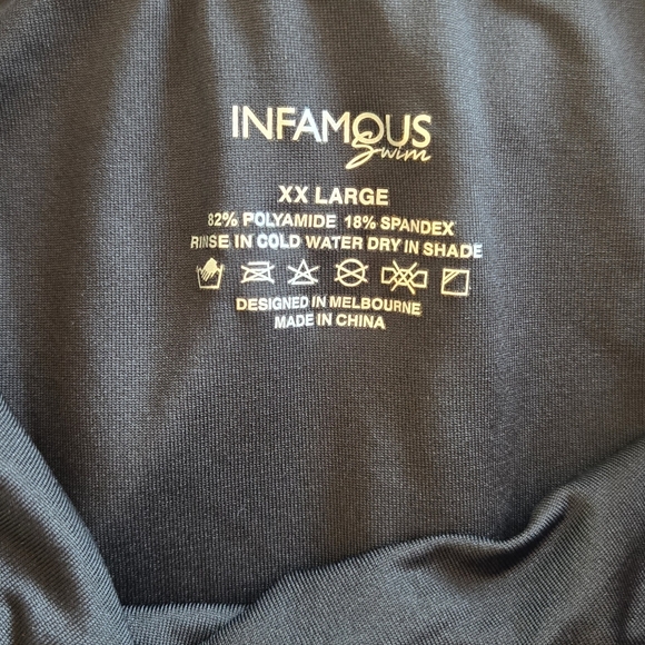 🏷️INFAMOUS SWIM Azalea One Piece Swimsuit Black On Black XXL - Picture 6 of 7